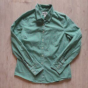 J. Crew Stretch Gingham Button-Down Long-Sleeve Shirt / Green